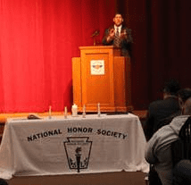 Administration and Staff address the National Honor Society Inductees at Parma Community ceremony.